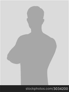 Default photo placeholder. Default photo placeholder. Half-length portrait photo avatar. gray color