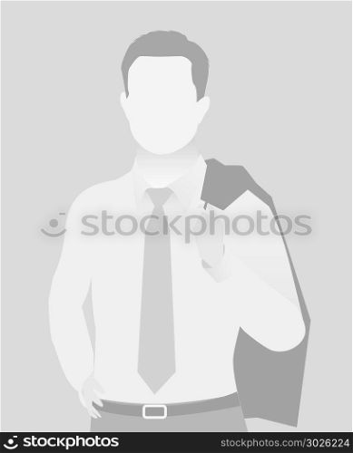 Default placeholder businessman half-length portrait photo avatar. Man gray color