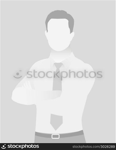 Default placeholder businessman half-length portrait photo avatar. Man gray color