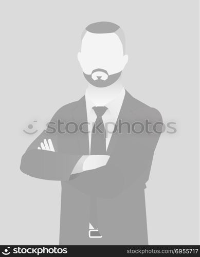 Default placeholder businessman half-length portrait photo avatar. Man gray color