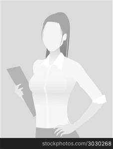 Default placeholder businesswoman half-length por. Default placeholder businesswoman half-length portrait photo avatar. Woman gray color