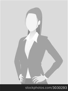 Default placeholder businesswoman half-length por. Default placeholder businesswoman half-length portrait photo avatar. Woman gray color