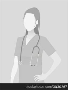 Default placeholder doctor half-length portrait. Default placeholder doctor half-length portrait photo avatar. Gray color