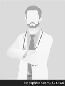 Default placeholder doctor half-length portrait. Default placeholder doctor half-length portrait photo avatar. Gray color