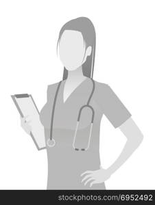 Default placeholder doctor half-length portrait photo avatar. Gray color