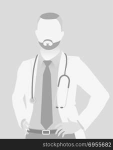 Default placeholder doctor half-length portrait photo avatar. Gray color