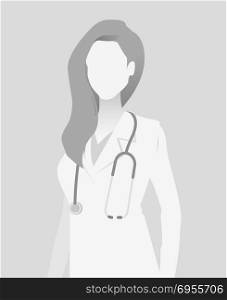 Default placeholder doctor half-length portrait photo avatar. Gray color