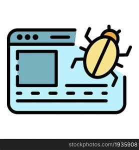 Defeat internet virus icon. Outline defeat internet virus vector icon color flat isolated. Defeat internet virus icon color outline vector