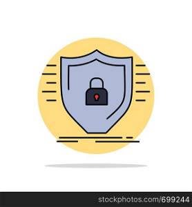 Defence, firewall, protection, safety, shield Flat Color Icon Vector