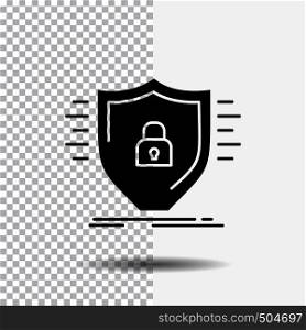 Defence, firewall, protection, safety, shield Glyph Icon on Transparent Background. Black Icon. Vector EPS10 Abstract Template background