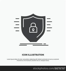 Defence, firewall, protection, safety, shield Icon. glyph vector gray symbol for UI and UX, website or mobile application. Vector EPS10 Abstract Template background