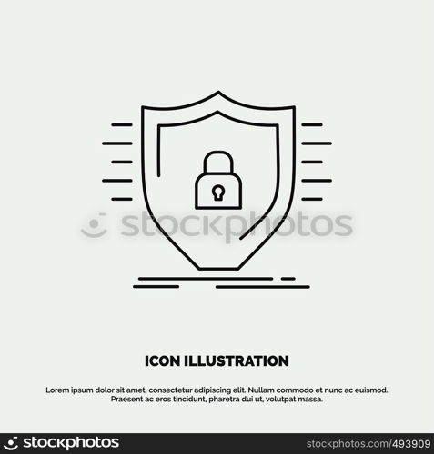 Defence, firewall, protection, safety, shield Icon. Line vector gray symbol for UI and UX, website or mobile application. Vector EPS10 Abstract Template background