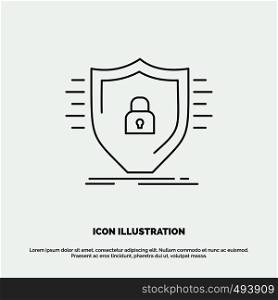 Defence, firewall, protection, safety, shield Icon. Line vector gray symbol for UI and UX, website or mobile application. Vector EPS10 Abstract Template background