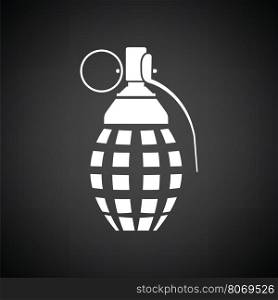Defensive grenade icon. Black background with white. Vector illustration.