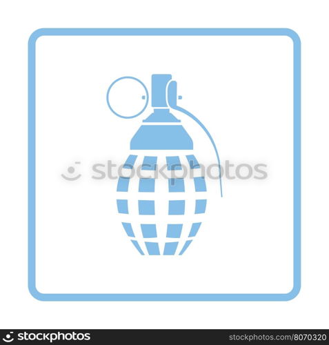 Defensive grenade icon. Blue frame design. Vector illustration.