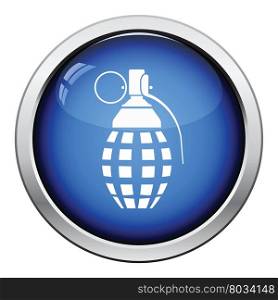 Defensive grenade icon. Glossy button design. Vector illustration.
