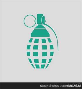 Defensive grenade icon. Gray background with green. Vector illustration.