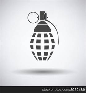 Defensive grenade icon on gray background, round shadow. Vector illustration.