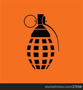 Defensive grenade icon. Orange background with black. Vector illustration.