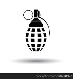 Defensive grenade icon. White background with shadow design. Vector illustration.