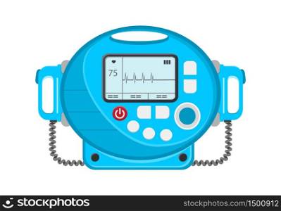 Defibrillator vector icon. Portable device used in medicine for electro-pulse therapy of cardiac arrhythmias, for renemational procedures.. Defibrillator vector icon. Portable device used in medicine for electro-pulse therapy