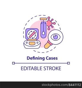 Defining cases concept icon. Tracking infection. Disease monitoring abstract idea thin line illustration. Isolated outline drawing. Editable stroke. Arial, Myriad Pro-Bold fonts used. Defining cases concept icon