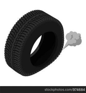 Deflating tyre icon. Isometric illustration of deflating tyre vector icon for web. Deflating tyre icon, isometric style