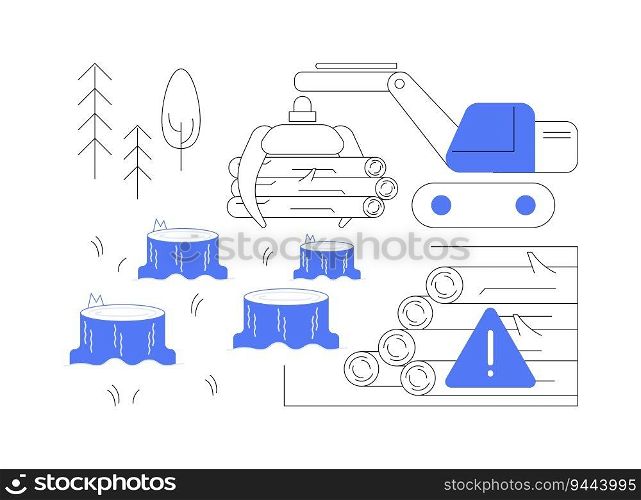 Deforestation abstract concept vector illustration. Process of deforestation, ecological problems, natural resources overconsumption, trees destruction, planet saving abstract metaphor.. Deforestation abstract concept vector illustration.