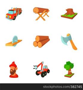 Deforestation icons set. Cartoon illustration of 9 deforestation vector icons for web. Deforestation icons set, cartoon style