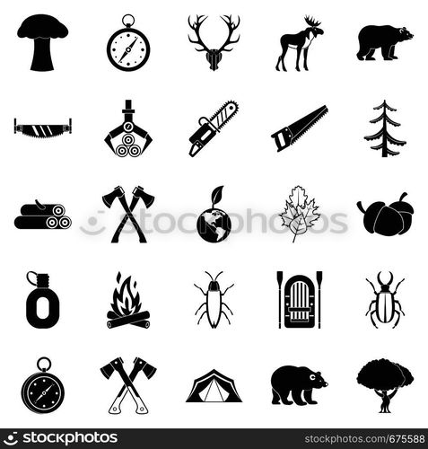 Deforestation icons set. Simple set of 25 deforestation vector icons for web isolated on white background. Deforestation icons set, simple style