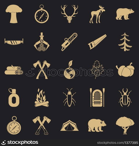 Deforestation icons set. Simple set of 25 deforestation vector icons for web for any design. Deforestation icons set, simple style