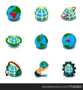 Deglobalization icons set. Isometric set of 9 deglobalization vector icons for web isolated on white background. Deglobalization icons set, isometric style