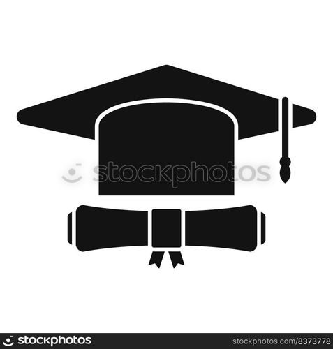 Degree cap icon simple vector. School diploma. Online university. Degree cap icon simple vector. School diploma