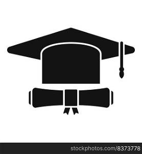 Degree cap icon simple vector. School diploma. Online university. Degree cap icon simple vector. School diploma
