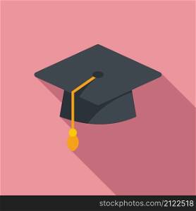 Degree hat icon flat vector. University diploma. Student academy. Degree hat icon flat vector. University diploma