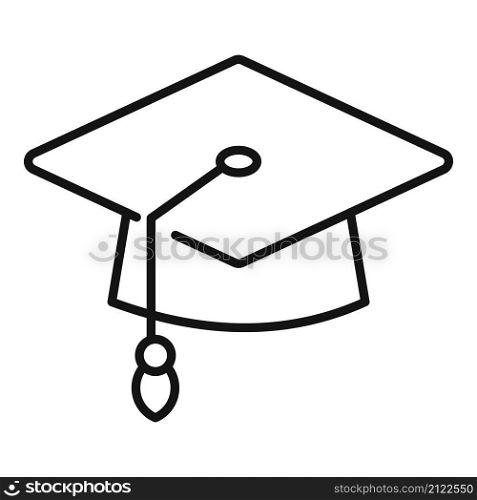 Degree hat icon outline vector. University diploma. Student academy. Degree hat icon outline vector. University diploma