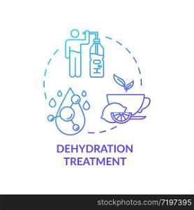 Dehydration treatment blue concept icon. Restore water balance in human body. Fluid intake, healthcare. Rotavirus aid idea thin line illustration. Vector isolated outline RGB color drawing