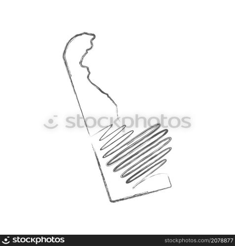 Delaware US state hand drawn pencil sketch outline map with heart shape. Continuous line drawing of patriotic home sign. A love for a small homeland. T-shirt print idea. Vector illustration.. Delaware US state hand drawn pencil sketch outline map with the handwritten heart shape. Vector illustration