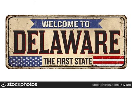 Delaware vintage rusty metal sign on a white background, vector illustration