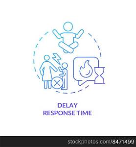 Delay response time blue gradient concept icon. Parenting. Foster emotional regulation in children abstract idea thin line illustration. Isolated outline drawing. Myriad Pro-Bold font used. Delay response time blue gradient concept icon