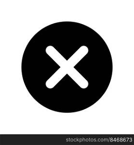 Delete button black glyph ui icon. Alert error. Toolbar control. Menu command. User interface design. Silhouette symbol on white space. Solid pictogram for web, mobile. Isolated vector illustration. Delete button black glyph ui icon