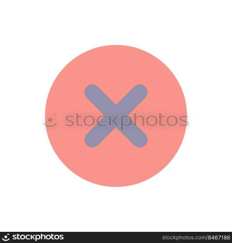 Delete button flat color ui icon. Alert error. Toolbar control element. Cancel upload. Menu command. Simple filled element for mobile app. Colorful solid pictogram. Vector isolated RGB illustration. Delete button flat color ui icon