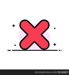 Delete, Cancel, Close, Cross  Business Flat Line Filled Icon Vector Banner Template