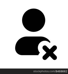 Delete contact black glyph ui icon. Remove account. Address book. Wipe number. User interface design. Silhouette symbol on white space. Solid pictogram for web, mobile. Isolated vector illustration. Delete contact black glyph ui icon