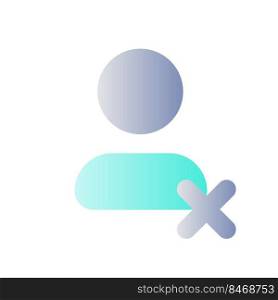 Delete contact flat gradient color ui icon. Remove account. Manage address book. Wipe phone number. Simple filled pictogram. GUI, UX design for mobile application. Vector isolated RGB illustration. Delete contact flat gradient color ui icon