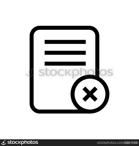 Delete document line icon isolated on white background. Black flat thin icon on modern outline style. Linear symbol and editable stroke. Simple and pixel perfect stroke vector illustration.