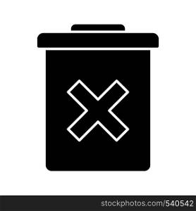 Delete forever button glyph icon. Silhouette symbol. Dustbin.Garbage can, trashcan. Do not discard. Negative space. Vector isolated illustration. Delete forever button glyph icon