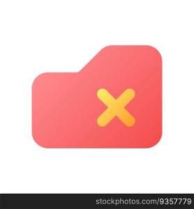 Delete from folder pixel perfect flat gradient color ui icon. Remove digital folder. Data storage. Simple filled pictogram. GUI, UX design for mobile application. Vector isolated RGB illustration. Delete from folder pixel perfect flat gradient color ui icon