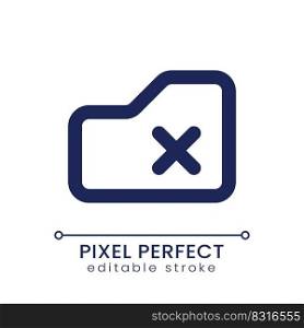 Delete from folder pixel perfect linear ui icon. Remove digital folder. Data storage. GUI, UX design. Outline isolated user interface element for app and web. Editable stroke. Poppins font used. Delete from folder pixel perfect linear ui icon