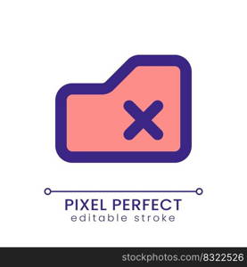 Delete from folder pixel perfect RGB color ui icon. Remove folder. Storage. Simple filled line element. GUI, UX design for mobile app. Vector isolated pictogram. Editable stroke. Poppins font used. Delete from folder pixel perfect RGB color ui icon